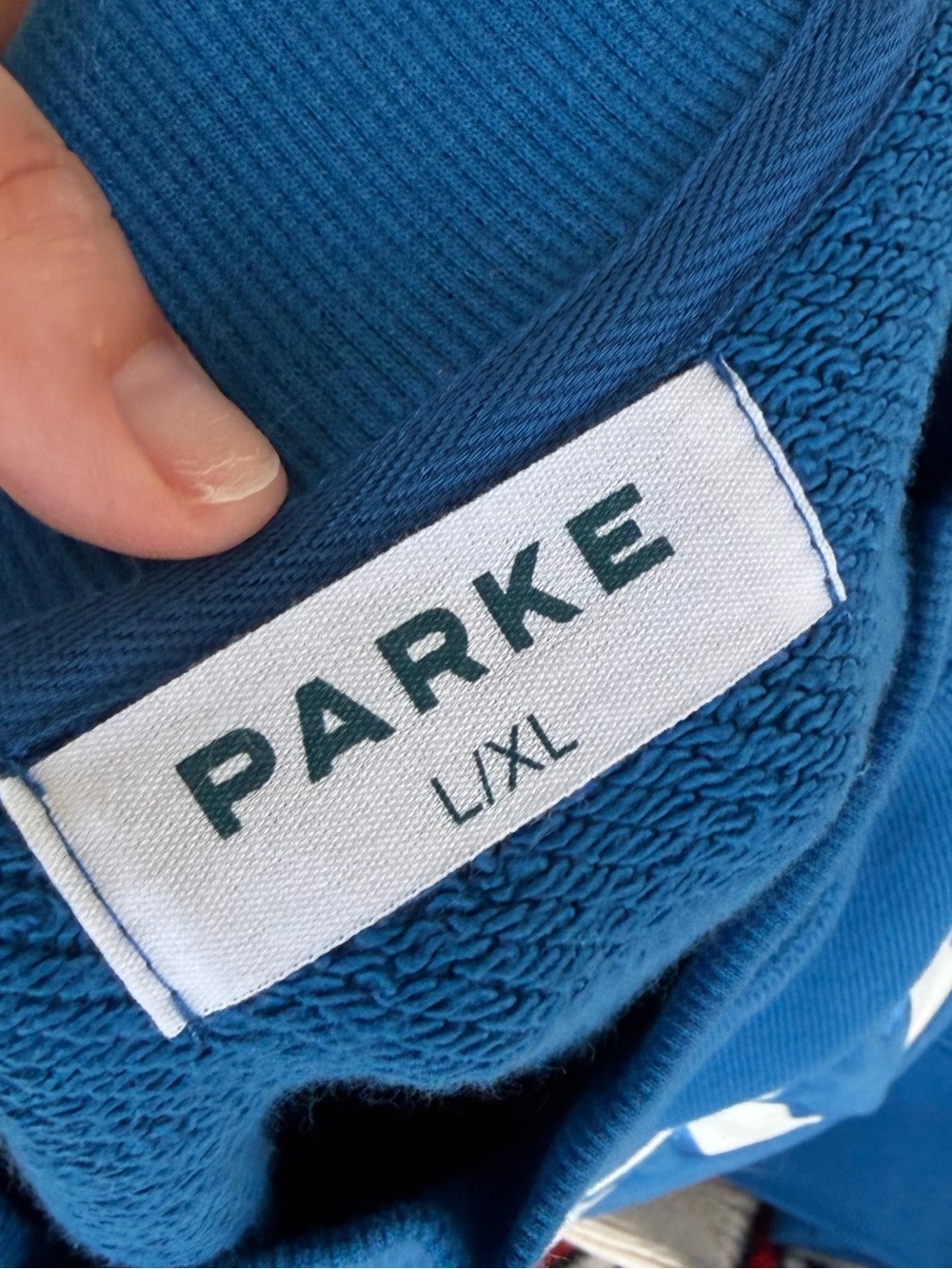 Parke mockneck fleece varsity sweatshirt Harbor Blue pullover NWT LG/XL - Picture 6 of 6